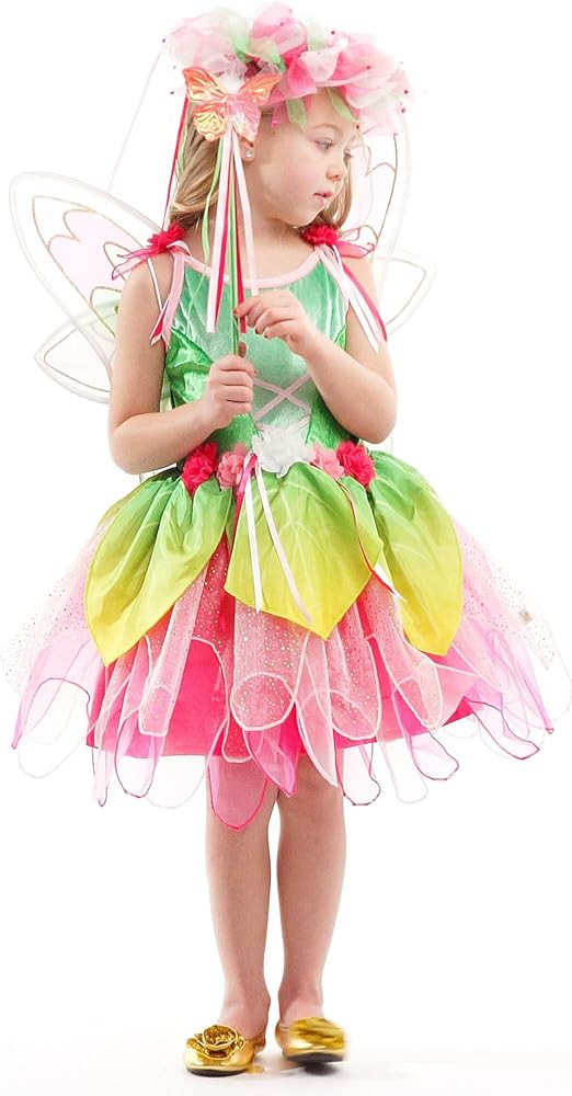 Little Adventures Springtime Fairy Costume Dress with Wings, Halo, and Wand Set - Machine Washabl... | Amazon (US)