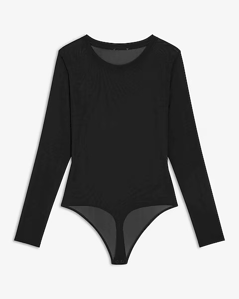 Mesh Crew Neck Long Sleeve Bodysuit | Express