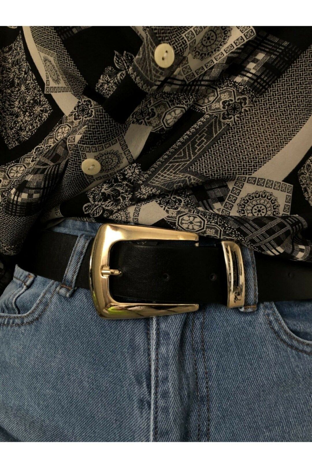 Gold Buckle Women's Belt, Leather Belt,black Faux Leather Belt ,women Leather Belt, Custom Handma... | Etsy (US)