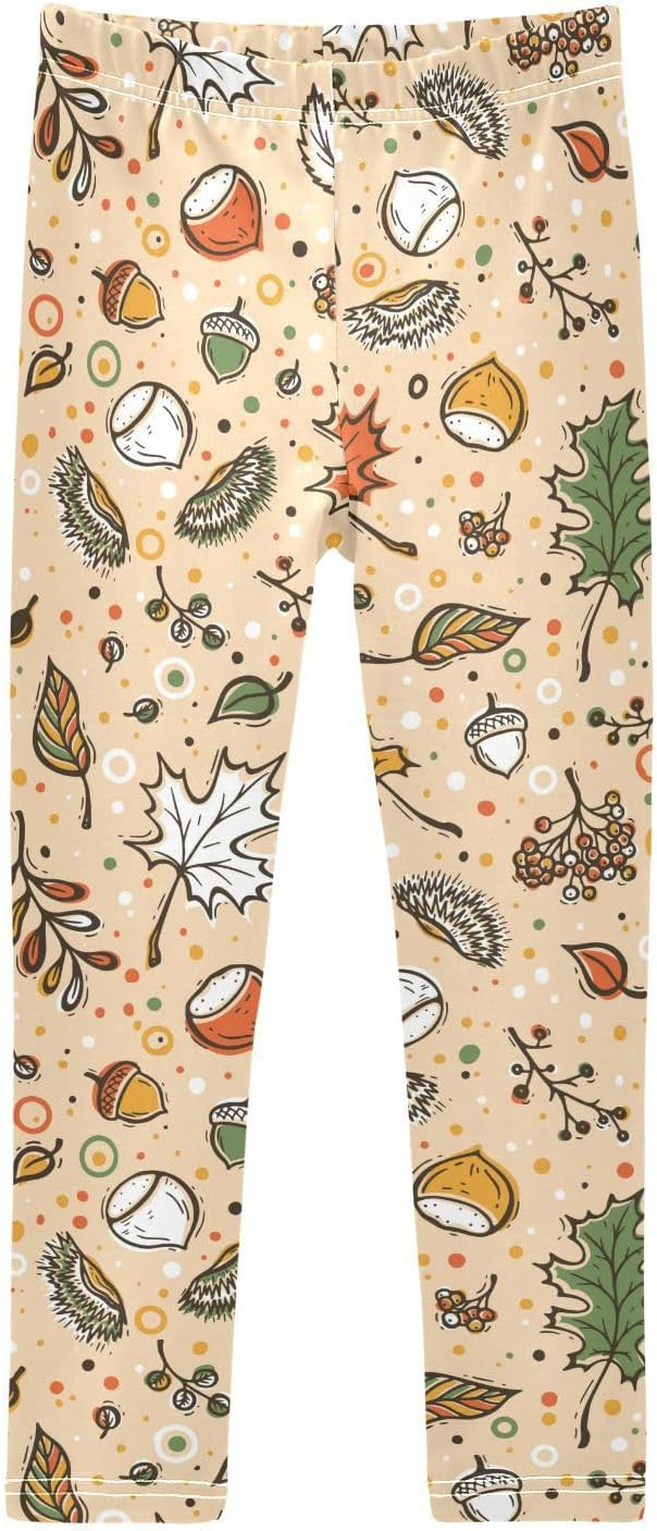 Autumn Pumpkin Maple Leaves Girl's Leggings, Girls Sweatpants Legging Pants Ballet Tights for Tod... | Amazon (US)