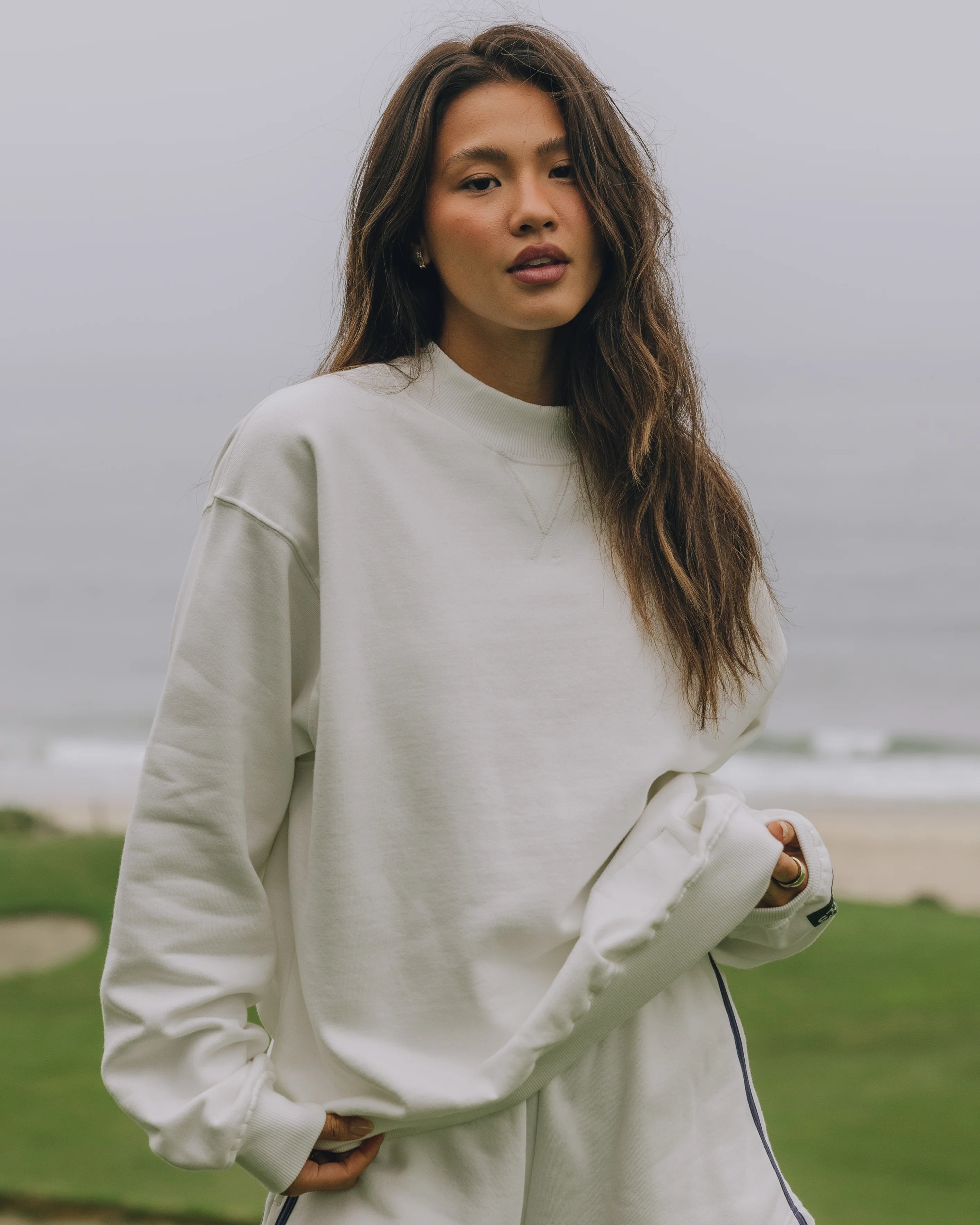 Fleece Vintage Crew - White | Daily Drills LLC