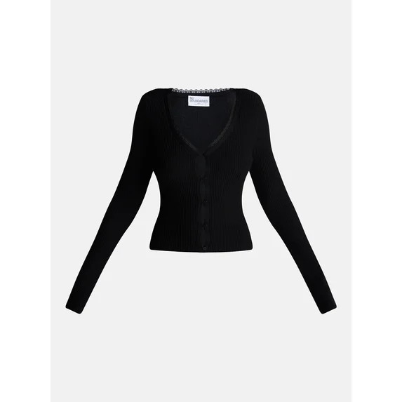 No Boundaries Lace Trim Cardigan, Women's XXS-XXL | Walmart (US)