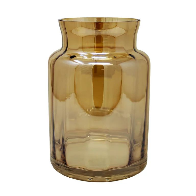 Mainstays 7.9" Gold Glass Vase Container, No Pattern ( 7.8"H x 5.5"W x 5.5"D) - Walmart.com | Walmart (US)
