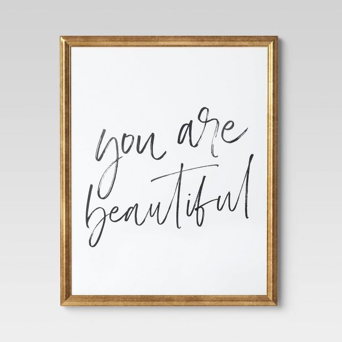 16" x 20" You Are Beautiful Framed Wall Art White/Black - Opalhouse™ | Target