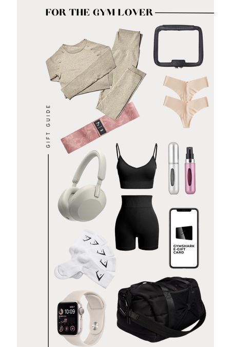 Christmas 2022 gift guide for the girl who loves the gym - here is a wide range of gifts with varying price points from Sony aesthetic headphones to an Apple Watch, gymshark duffel bag and clear makeup bag - everything a gym girl needs for her daily workouts! 

#LTKSeasonal #LTKCyberweek #LTKfit