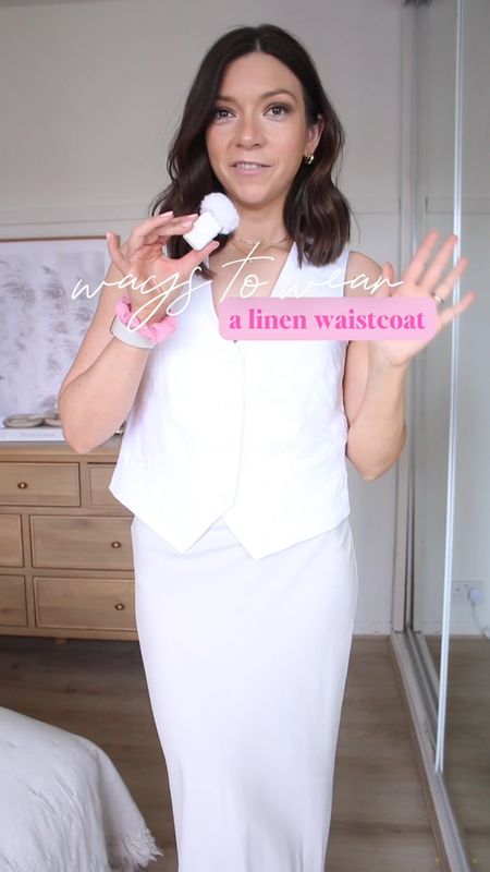 Ways to style a linen waistcoat 

How to style up a white linen waistcoat for this summer 🙌🏽🙌🏽 

5 different ways - featuring a day to day look, by the pool, and many more! 

My exact waistcoat is from Tesco but you can find similar below 

Summer outfits, waistcoat, mum outfits, mum style, holiday outfits, petite outfits, petite fashion, neutral style, evening outfits 

#LTKSeasonal #LTKfindsunder50 #LTKstyletip