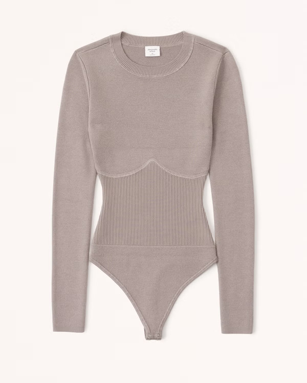 Women's Long-Sleeve Crew Corset Sweater Bodysuit | Women's New Arrivals | Abercrombie.com | Abercrombie & Fitch (US)