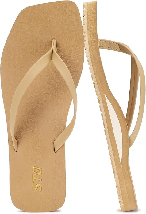 STQ Women's Square Toe Flip Flops Orthopedic Beach Sandals Summer Arch Support Comfortable Casual... | Amazon (US)