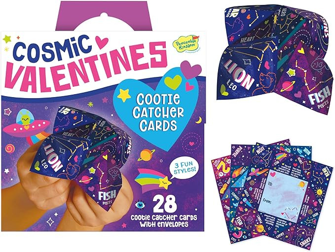 Peaceable Kingdom Valentines Cards for Kids Classroom, Set of 28 Valentines Day Gifts - Cosmic Sp... | Amazon (US)