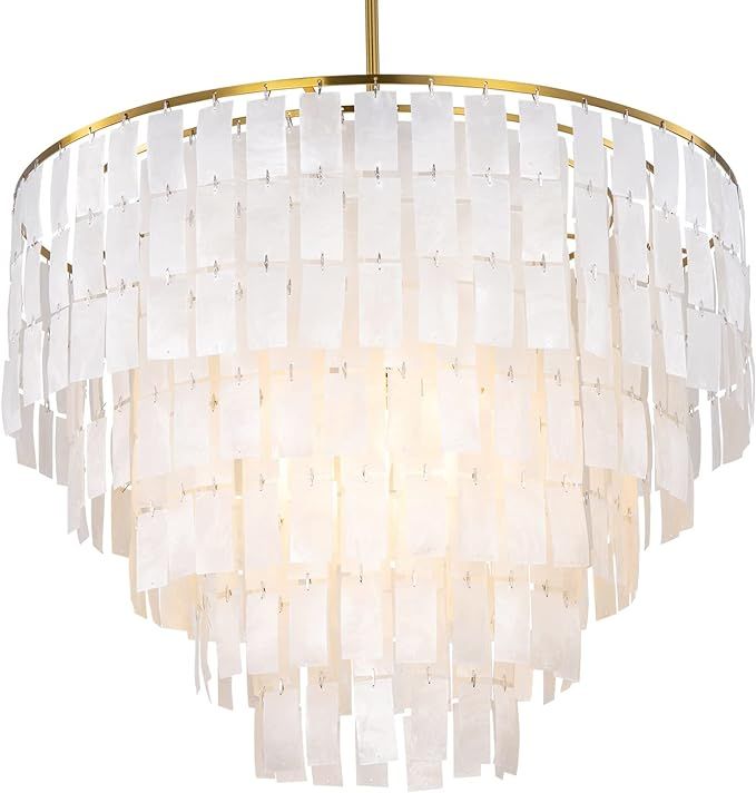 TOCHIC Capiz Shell Chandelier, 6-Light Chandelier for Dining Room, Gold Coastal Chandelier with N... | Amazon (US)