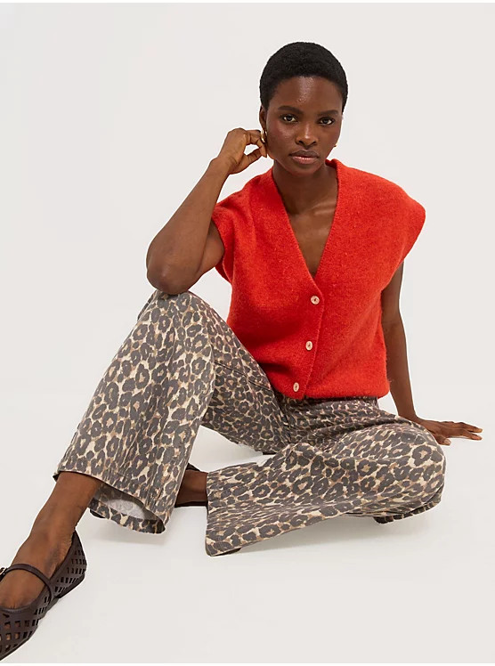 Orange V Neck Short Sleeve Knitted Cardigan | George