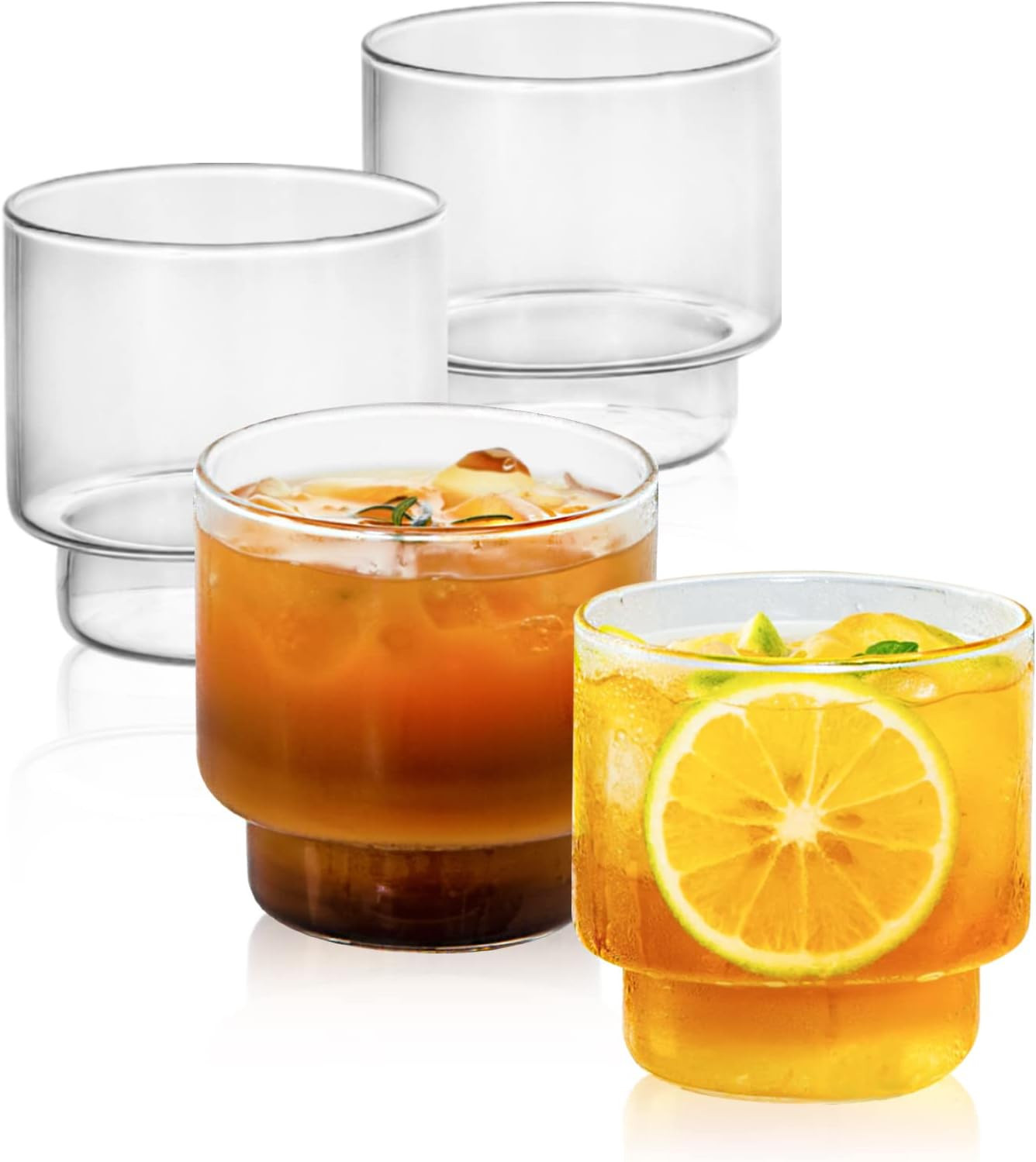 INSETLAN Vintage Glassware Set of 4, Stackable Colored Drinking Glass Cups, Premium Glass Tumbler... | Amazon (US)