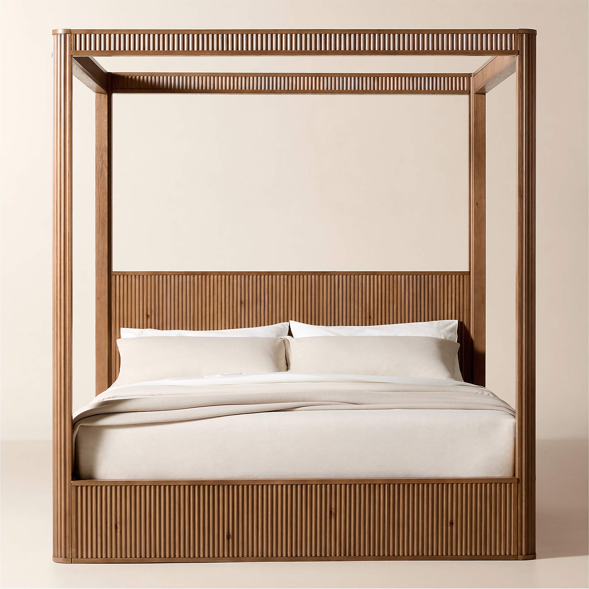 Davison Fluted Wood King Canopy Bed + Reviews | CB2 | CB2