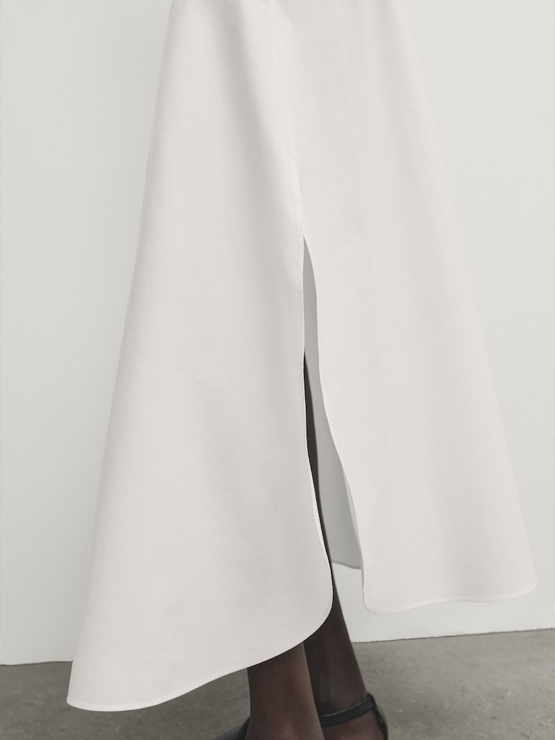 Voluminous poplin midi skirt | Massimo Dutti US