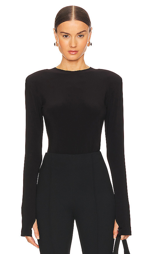 Norma Kamali Shoulder Pad Top in Black. Size S. Also in XS, M, L. | Revolve Clothing (Global)