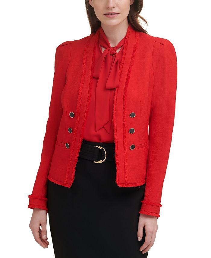 Calvin Klein X-Fit Open Front Tweed Jacket & Reviews - Jackets & Blazers - Women - Macy's | Macys (US)
