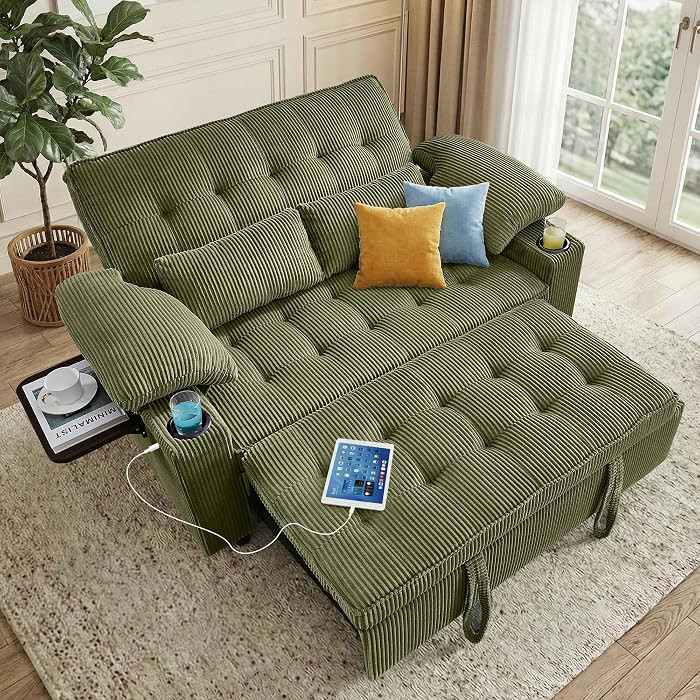 Wakefit 58in Sleeper Sofa Bed, Convertible Pull Out Couch Bed(OliveGreen) | Amazon (US)