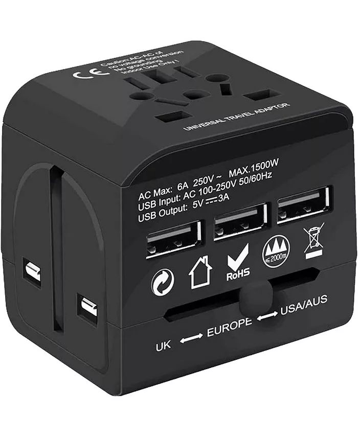 5 Core Travel Adapter International Power Adapter Plug Multi Outlet Port 3 USB Travel Charger Uni... | Macy's