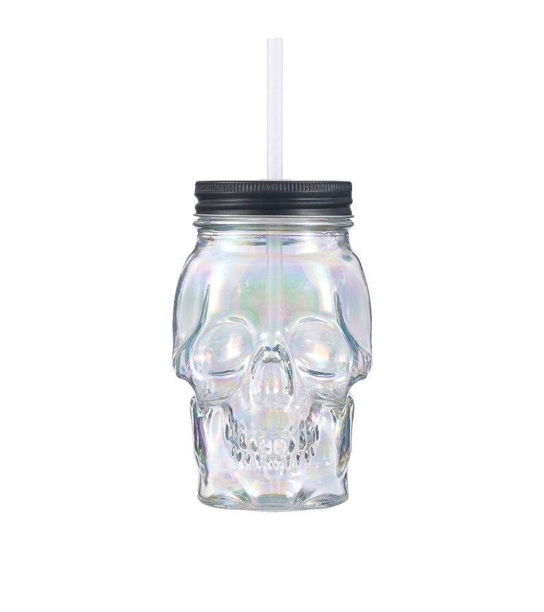 Read the full title
    Iridescent glass skull sipper with lid and straw halloween skull sipper h... | Etsy (US)