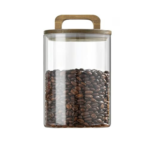 Glass Food Storage Containers, Clear Decorative Organizer Bottle Canister Pantry Jar with Air Tight Wooden Lid, Glass Jar With Lid for Coffee Bean Candy Cookie Noodles Nuts Spices etc, 42oz/1250ml | Amazon (US)
