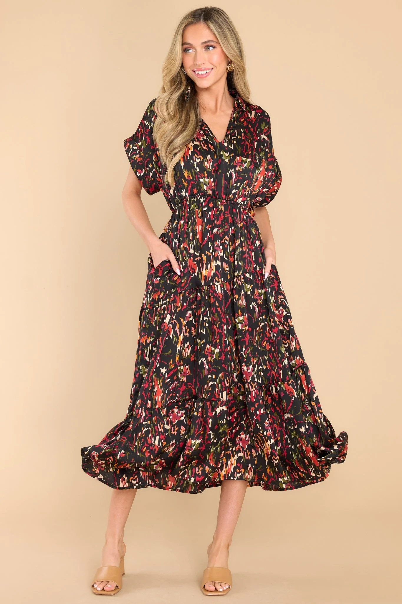 On Your Time Black Midi Dress | Red Dress 