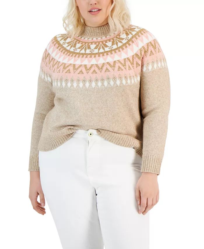 Plus Size Half Snowflake Raglan Sweater | Macys (US)