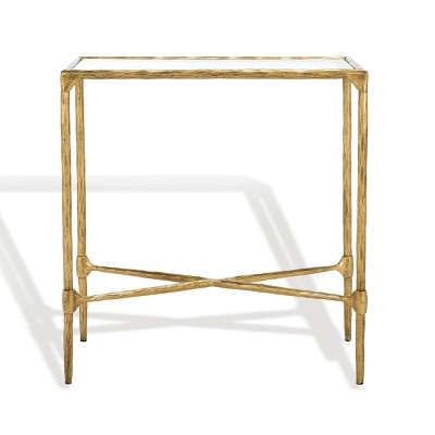 Isabellina Metal And Glass Accent Table - SFV9538 - Brass/Clear - Safavieh Couture | Target