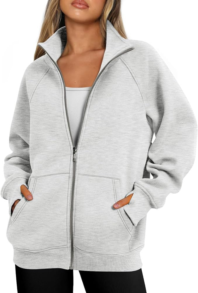 Ezymall Womens Zip up Hoodies Oversized Sweatshirts Fleece Jackets with Pockets | Amazon (US)
