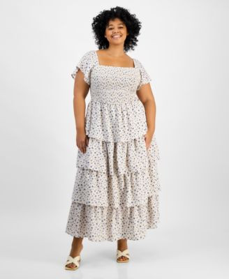 And Now This Trendy Plus Size Tiered Floral Maxi Dress, Exclusively at Macy's - Macy's | Macy's