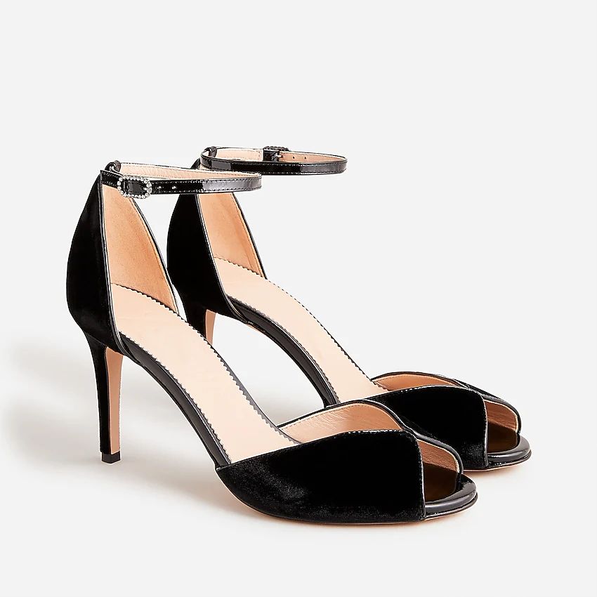 Rylie peep-toe heels in velvet | J.Crew US