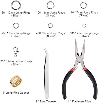 Paxcoo 1500Pcs Silver Jump Rings with Lobster Clasps and Jewelry Pliers for Jewelry Making Suppli... | Amazon (US)