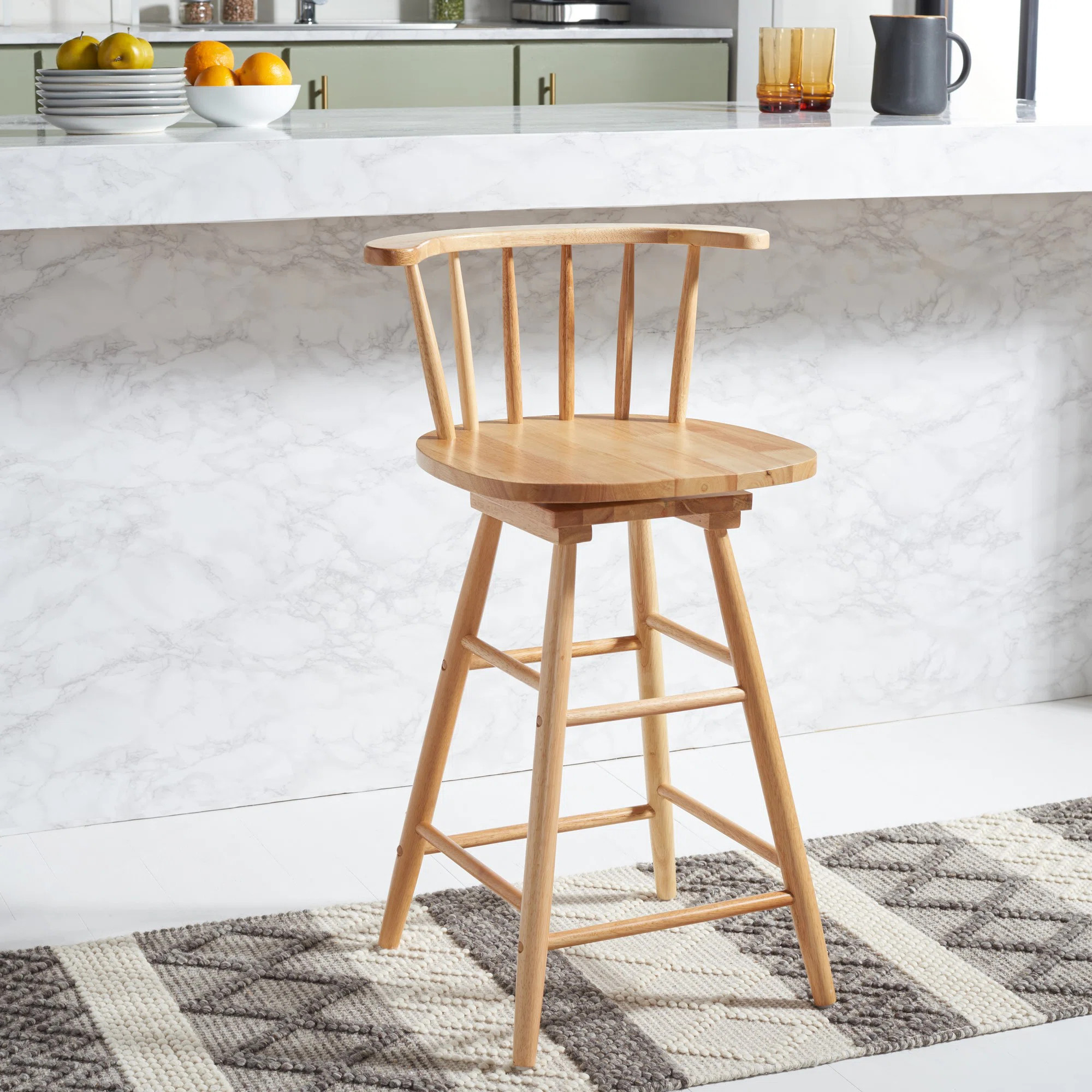 Swivel Counter Stool with Solid Wood Frame | Wayfair North America