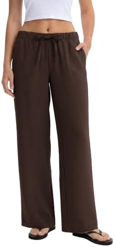 Abonlen Wide Leg Pants for Women Casual Flowy Crepe Trousers Wrinkle Free Relaxed Fit Lounge Work... | Amazon (US)