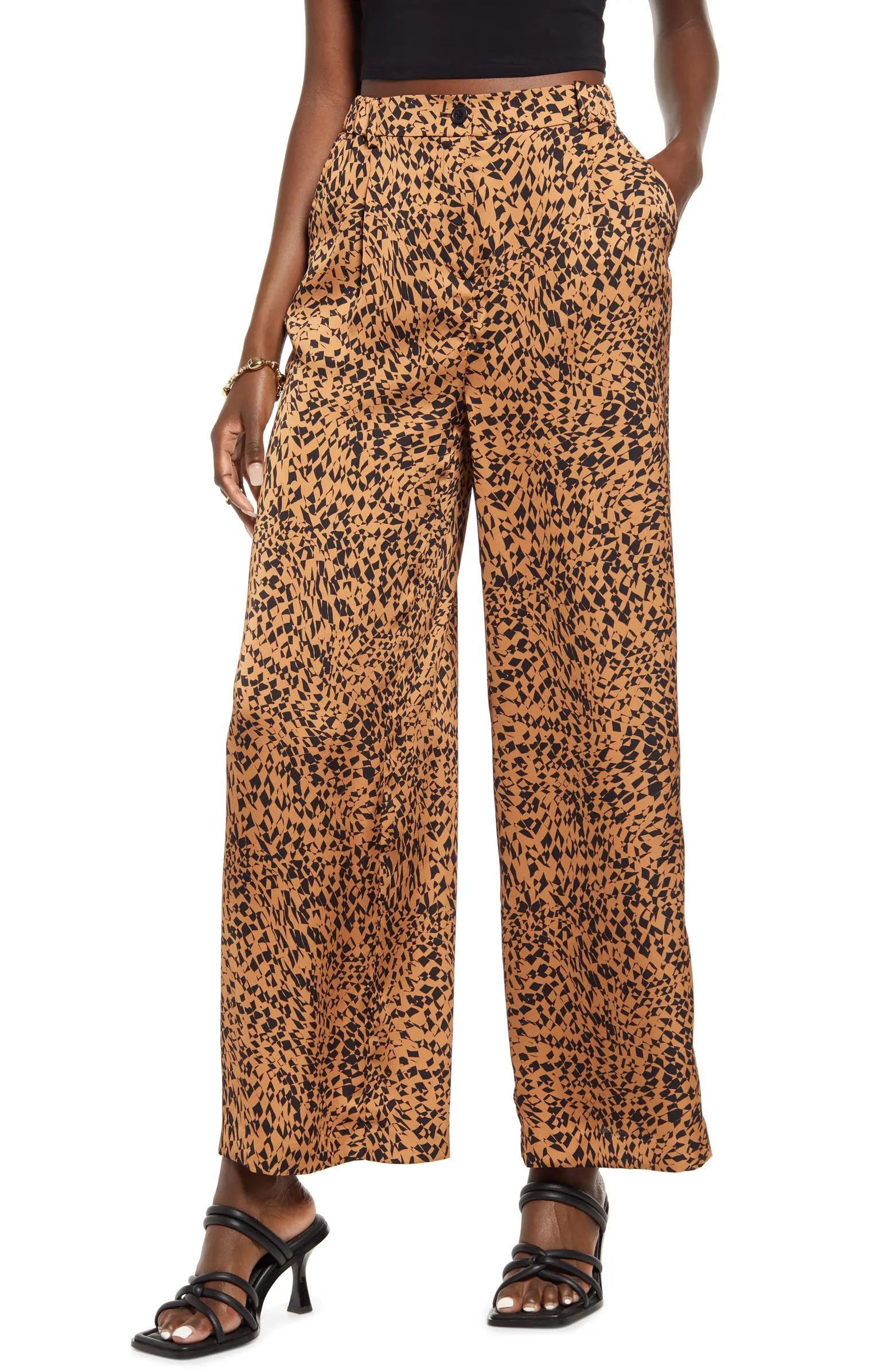 Abstract Print Satin Trousers | Nordstrom