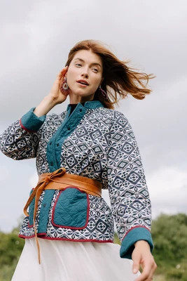 Reversible Quilted Jacket, Azulejo XL | Noonday