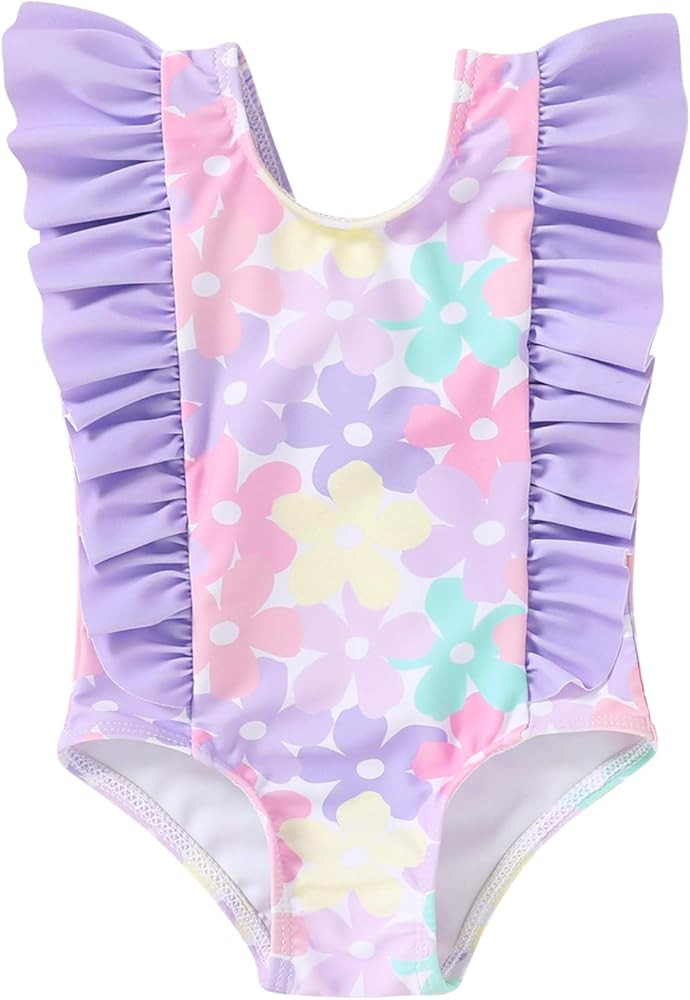 Newborn Baby Girl Ruffle Swimsuit Infant Toddler One Piece Floral Bikini Beach Bathing Swimwear S... | Amazon (US)