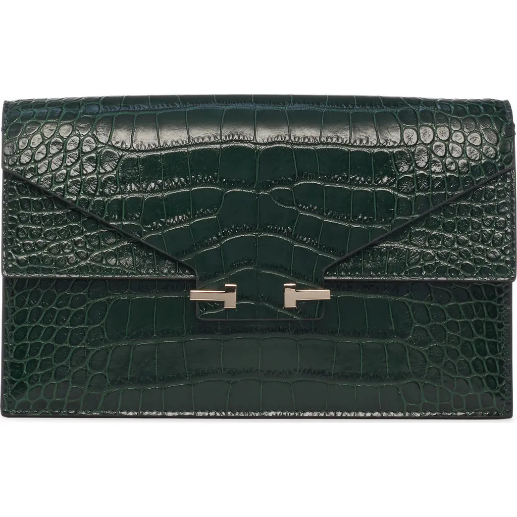 TOM FORD Mini Aube Croc Embossed Leather Shoulder Bag in Emerald Green at Nordstrom | Nordstrom