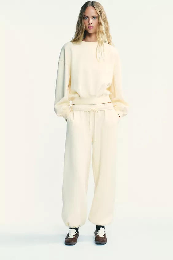 BASIC STRAIGHT-LEG PLUSH TROUSERS | Zara UK