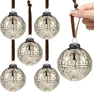 Threan 6 Pcs Large Vintage Mercury Glass Christmas Ornaments 3.15" Hanging Christmas Ball Ornamen... | Amazon (US)