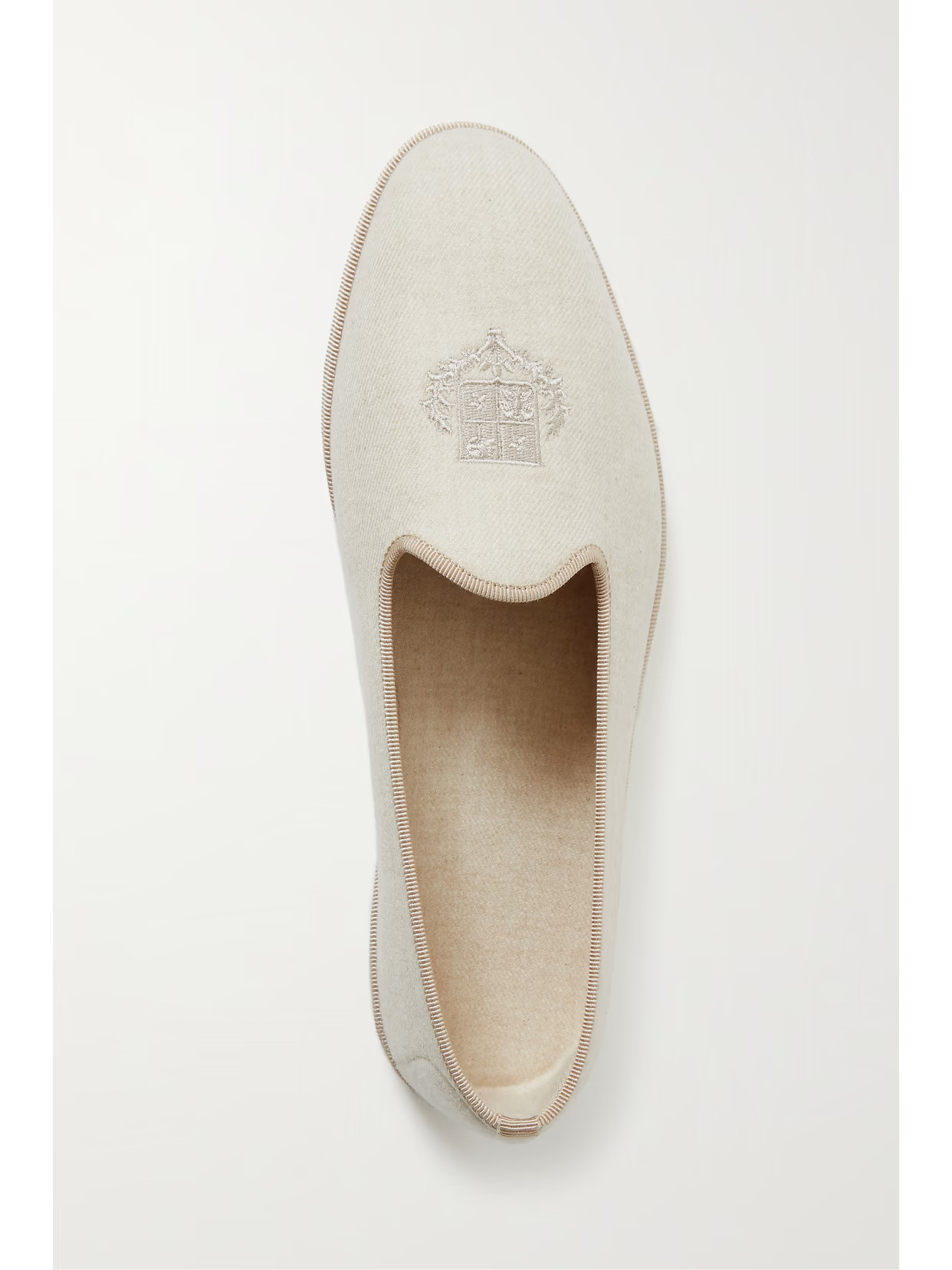 Loro Piana - Venice Embroidered Cashmere-blend Flannel Slippers - Ecru - IT42 | NET-A-PORTER APAC