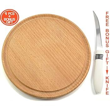 Beech wood round board, cutting & chopping board for fresh meat, vegetables, fruits & cheese, sli... | Amazon (US)