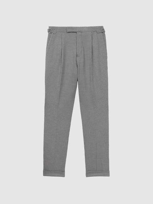 Reiss Grey Arcade Slim Fit Puppytooth Adjuster Trousers | Reiss US