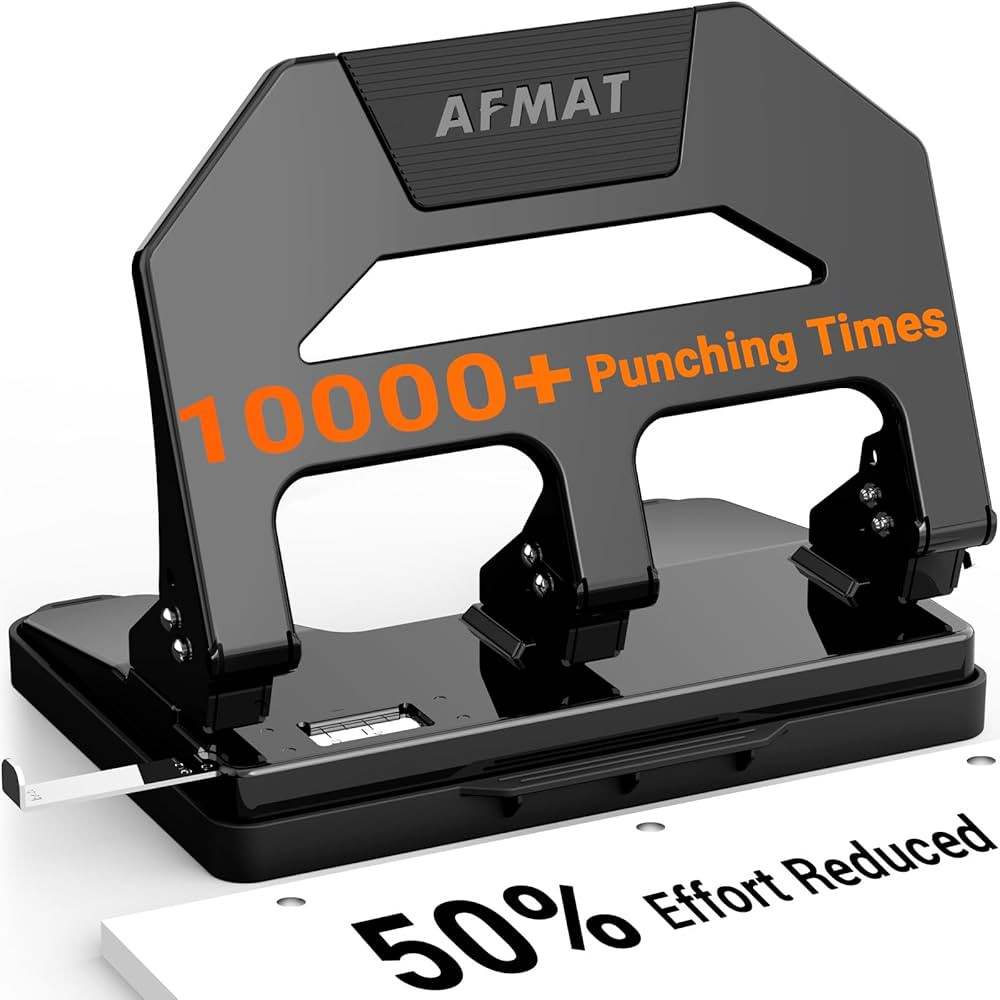 AFMAT Heavy Duty 3 Hole Puncher, 40-Sheet Paper Punch Heavy Duty, 50% Reduced Effort Three Hole P... | Amazon (US)