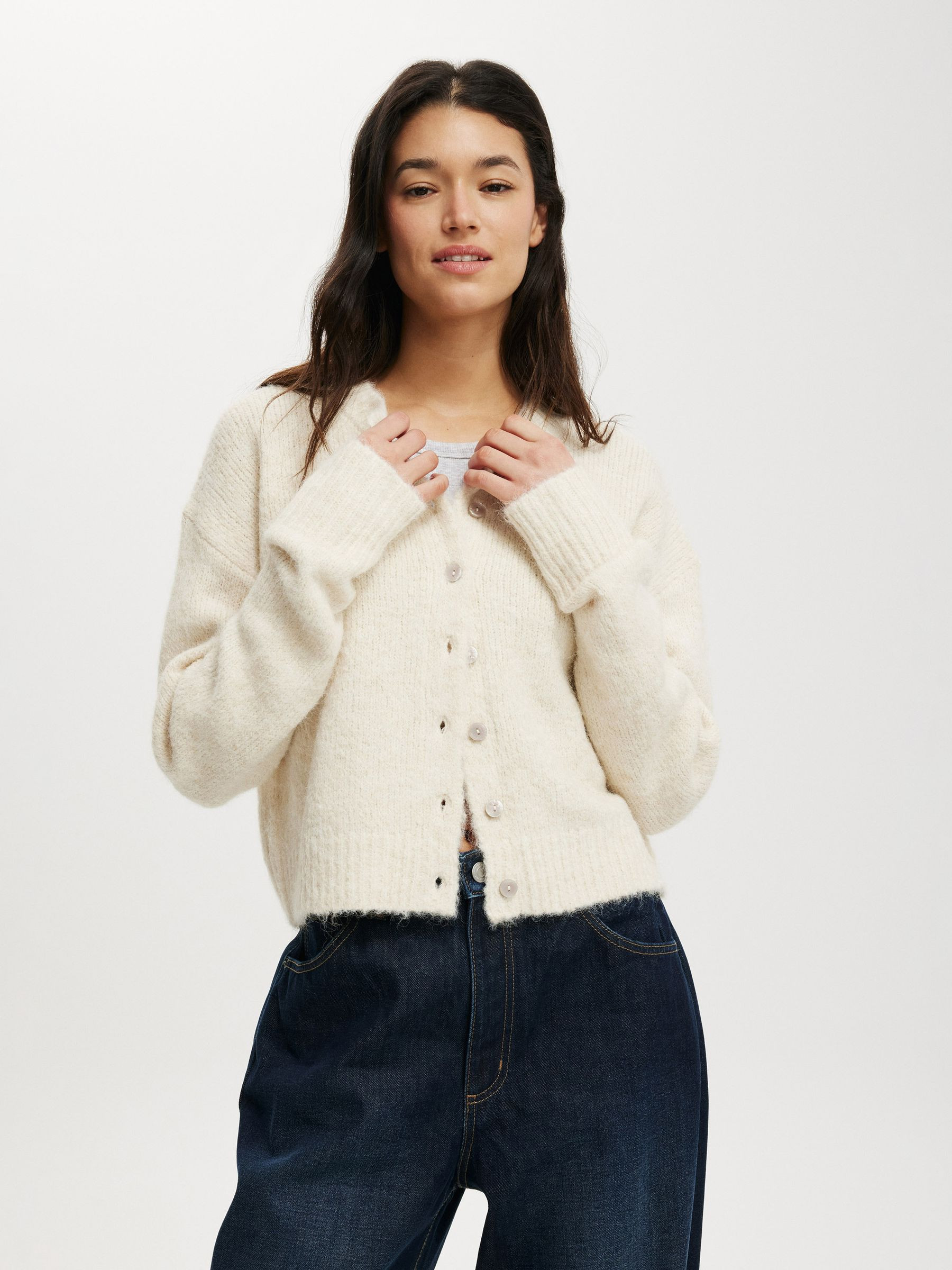 Cotton On Cotton On White Lofty Luxe Crew Cardigan | Next US