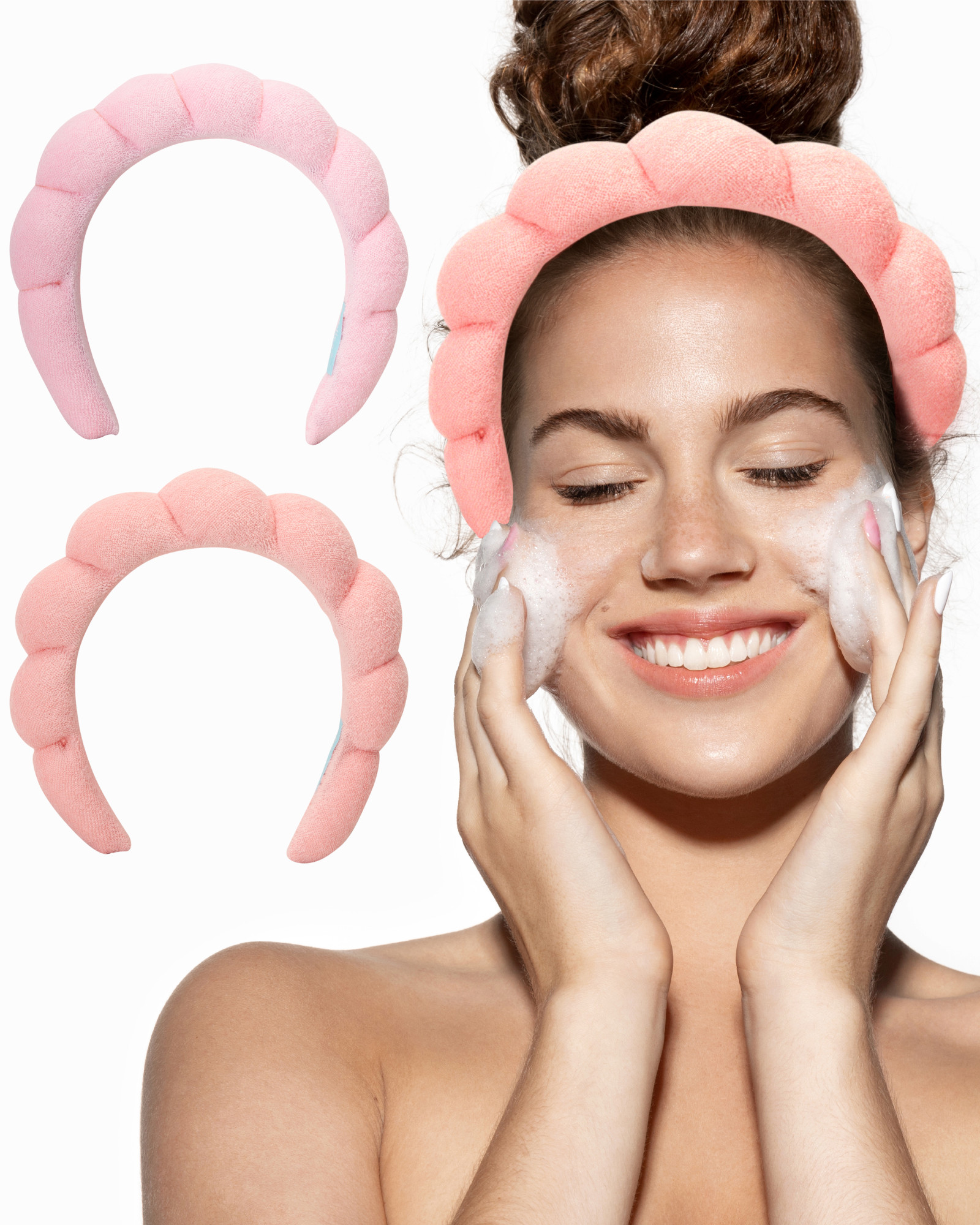 Bliss Women's Spa Headband - 2 Pack Microfiber Makeup Bubble Headband - Puffy Hair Band | Walmart (US)