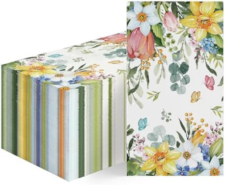 Horaldaily 100 Spring Summer Disposable Paper Decorative Guest Napkins, Wildflowers and Butterfli... | Amazon (US)