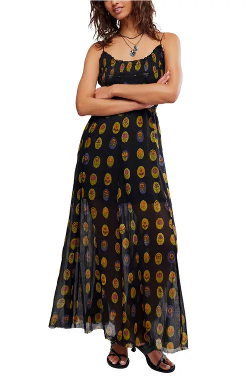 Free People Ciella Floral Cotton Maxi Dress in Midnight Combo at Nordstrom, Size Large | Nordstrom
