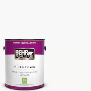 BEHR PREMIUM PLUS 1 gal. Ultra Pure White Eggshell Enamel Low Odor Interior Paint & Primer-205001... | The Home Depot