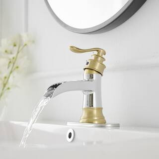 BWE Waterfall Single Handle Single Hole Low-Arc Bathroom Faucet Bathroom Drip-Free Vanity Sink Fa... | The Home Depot