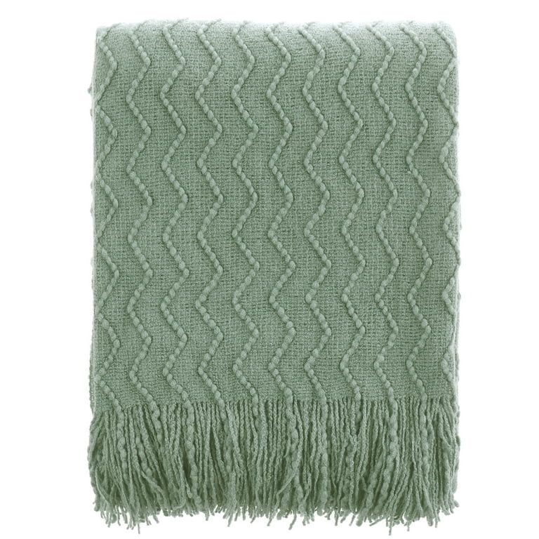 Battilo Sage Green Throw Blanket for Sofa, Knitted Soft Mint Green Throw, Decorative Blanket for ... | Walmart (US)